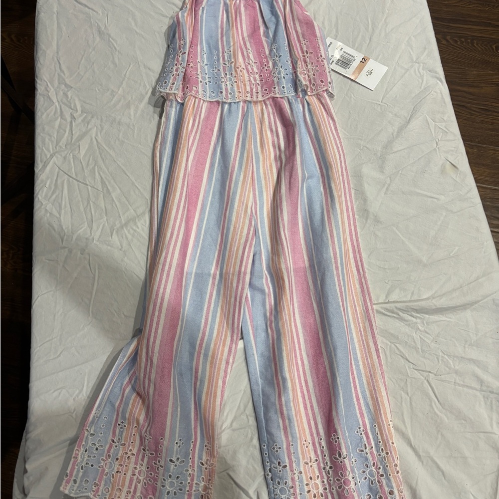 Rare Editions Pastel Striped Jumpsuit